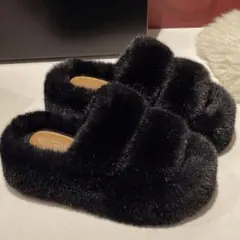 【即日発送】ブラックファーサンダル