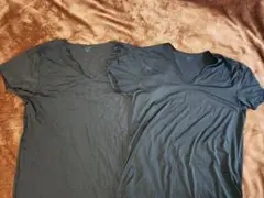 ユニクロ AIRism メンズ XXL 黒 VネックTシャツ 2枚セット