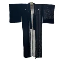 【着物】黒紋付 喪服 夏用 絽 五つ紋 シースルー