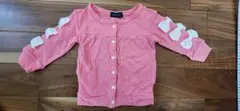 Animal Kid ベビー長袖カーディガン ピンク リボン付き 80
