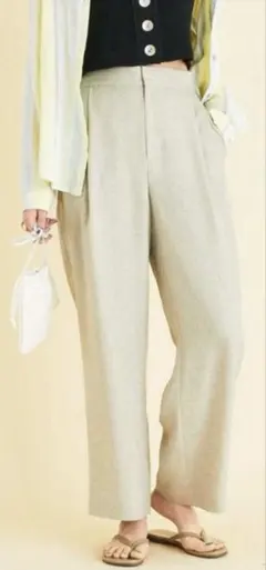 BEAUTY&YOUTH リネンタッチ タックワイドパンツ ウォッシャブルS