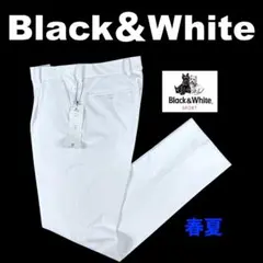 96】春夏 定価27,500円 ブラック＆ホワイト シアサッカー地 パンツ
