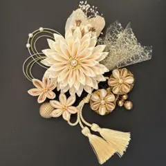 つまみ細工 かすみ草髪飾り成人式 卒業式 結婚式 七五三