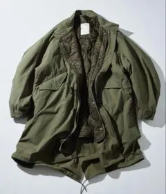 オリーブグリーン フード付きモッズコート