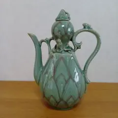 海東窯 高麗青磁 水注 水差 蓮の花弁文様 蛙 煎茶道具 置物のサムネイル