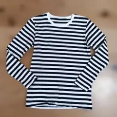 無印 白黒ストライプ 長袖カットソー 150