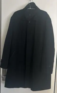 【値下げ】黒いシンプルなステンカラーコート　大きいサイズ　ビジネス　カシミア混