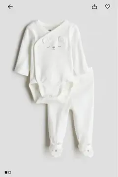 H&M くま ロンパース ズボン付き コットン セットアップ