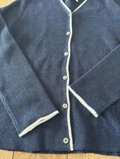 【本日限定価格】23区 Vネックカーディガン 38 ネイビー リネン100%