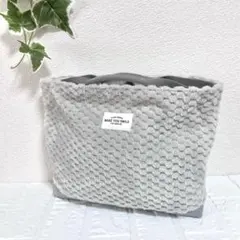 【グレー】ボア素材　トートバッグ ハンドバッグ ハンドメイド ファーのサムネイル