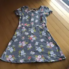 花柄チェック半袖ワンピースのサムネイル