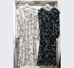 【新品未使用】しまむら　門脇伶奈　リボン柄ラッフルワンピース　黒　M ♡