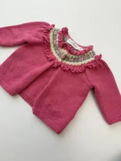 ラルフローレン　ピンクニットカーディガン フリル付き　3M