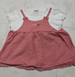 ホットビスケッツ　ミキハウス　半袖Tシャツ　ギンガムチェック　90サイズ