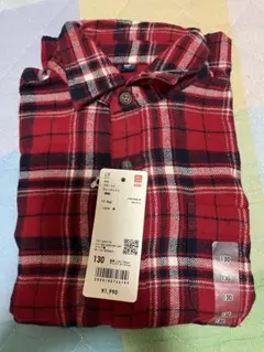 【新品】UNIQLOフランネルチェックシャツ長袖130サイズ