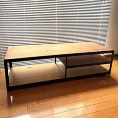 二段シェルフ 杉無垢 飾り棚 幅80cm +80cmウォルナット×アイアン脚
