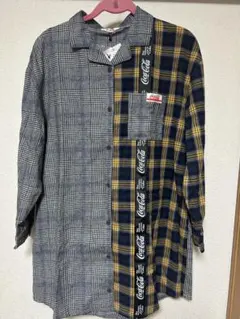 ピンクラテCoca-Cola チェック柄シャツ Mサイズ(165)新品タグ付き