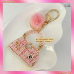 人気新品入荷★ショルダーバック★チェック柄★ピンク★キーホルダー★バッグチャーム