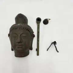 D36 仏教美術 観音像お顔 骨董品 陶器製 仏像 お面