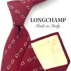 【美品】 LONGCHAMP ネクタイ 小紋柄 ワインレッド イエローのサムネイル