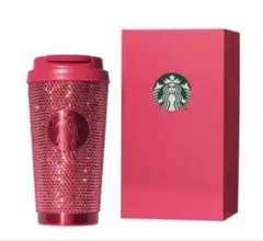 【新品未使用】スタバ　ラインストーン　ピンク　バレンタイン タンブラー