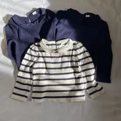 baby GAP 長袖カットソー 4歳用 ストライプ　ネイビー　襟付き３枚セット