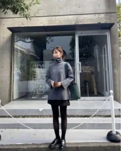 ピンク　タートルネック ニット