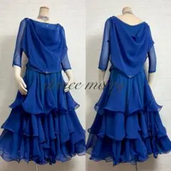 新品　社交ダンス　ツーピース　紺　フリル　マーメイド　セットアップ　1217 新品 社交ダンス ツーピース 紺 フリル マーメイド セットアップ
