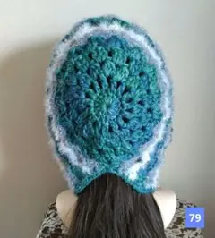 ボンネット　バラクラバ　ハンドメイド　キラキラ糸　後ろが美しい　ゆったりタイプ