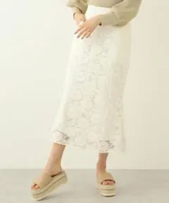 one after another NICE CLAUP レースロングスカート