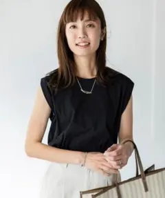 The shop TK UVカット　フレンチスリーブカットソー　ブラック　Sのサムネイル