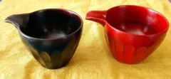 木製 曙 根来塗片口 漆塗2客(納豆鉢 小鉢 汁次)のサムネイル