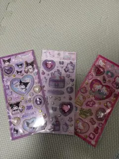 キラキラジュエルシール3セット　サンリオ　キティ　チャーミーキティ　クロミ