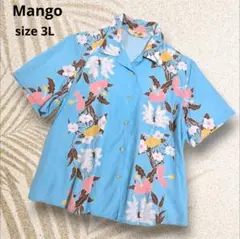 希少 マンゴー Mango かりゆし アロハシャツレーヨン100% 3L