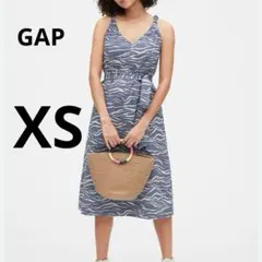 GAP ノットキャミソール　ミディワンピース　ゼブラ柄　アニマル柄　リネン　麻のサムネイル