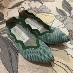 オッフェン pointed-frin フリルシューズ　グリーン オッフェン フリルパンプス pointed-FRIN グリーン イエロー 38 - メルカリ