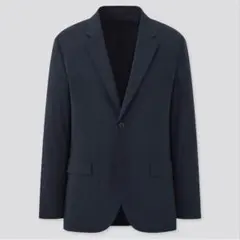 美品 ユニクロ 感動ジャケット（コットンライク・袖丈着丈標準） ネイビー L