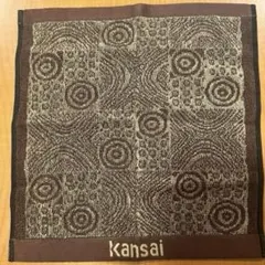 カンサイ 山本寛斎ハンカチ 幾何学ブラウン 未使用 箱付き レトロ KANSAIのサムネイル