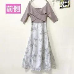 【マーキュリーデュオ】 ドッキングワンピース 5分袖 S 切り替え 大人可愛い