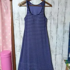 ユニクロ ボーダー ノースリーブ ロングワンピース ブラトップ