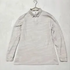 【アディダス】ポロシャツ（L）英字 トレフォイルロゴ 長袖 カジュアル ゴルフ