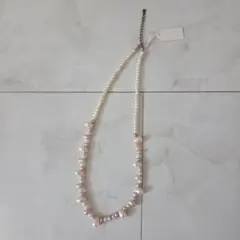 淡水パール ネックレス ホワイト・ピンク 約40cm　難あり