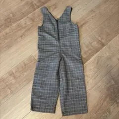 【試着のみ未使用品】petit main チェック柄オーバーオール 110cm