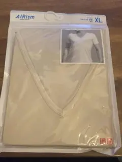 AIRism XL ベージュ Vネック Tシャツ