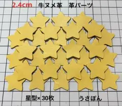 【牛ヌメ革】星型 タグ 型抜★2.4cm 30枚〈サフランイエロー〉