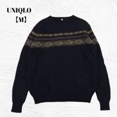 美品✨️ユニクロ【M】ウール 100％ フェアアイル Vネック ニット セーター