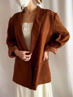 古着 ビンテージ 70s シルク テーラード ジャケット ブルゾン