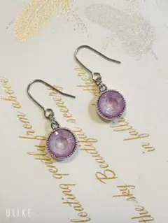 8㎜ラベンダーディライトスワロフスキーの一粒シルバーピアス