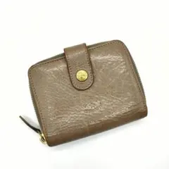 美品 IL BISONTE イルビゾンテ 二つ折り財布 ベージュ ラウンドジップ
