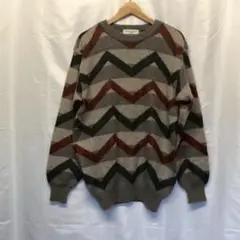 ヒロココシノオム モヘヤ混 総柄 ニット セーター グレー系 フリー L1219